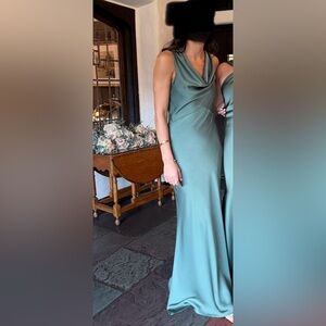 Birdy Grey Bonnie Dress in Matte Satin Eucalyptus size small